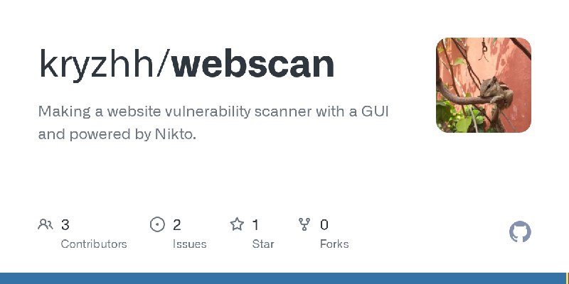GitHub - kryzhh/webscan: Making a website vulnerability scanner with a GUI and powered by Nikto.