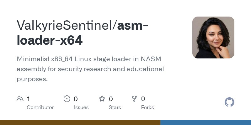GitHub - ValkyrieSentinel/asm-loader-x64: Minimalist x86_64 Linux stage loader in NASM assembly for security research and educational…