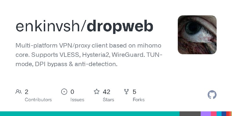 GitHub - enkinvsh/dropweb: Multi-platform VPN/proxy client based on mihomo core. Supports VLESS, Hysteria2, WireGuard. TUN-mode…