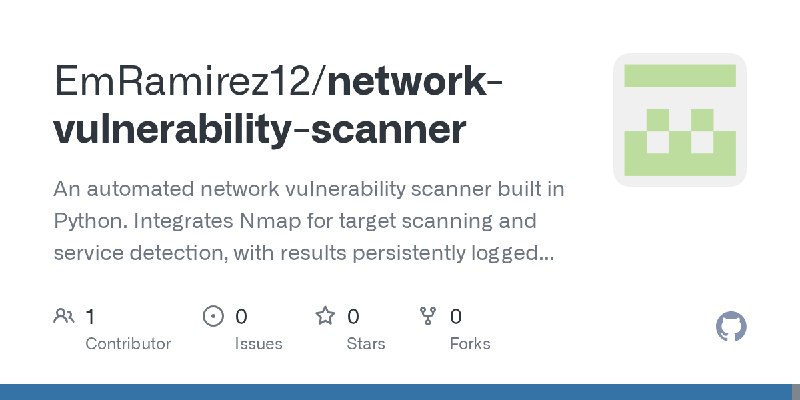 GitHub - EmRamirez12/network-vulnerability-scanner: An automated network vulnerability scanner built in Python. Integrates Nmap…