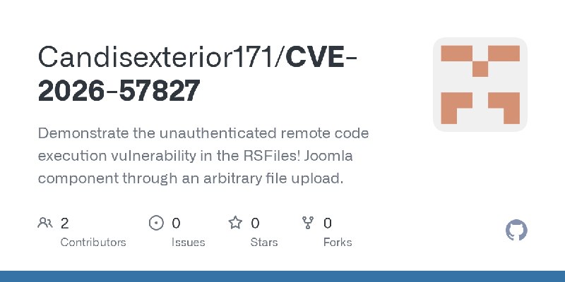 GitHub - Candisexterior171/CVE-2026-57827: Demonstrate the unauthenticated remote code execution vulnerability in the RSFiles!…