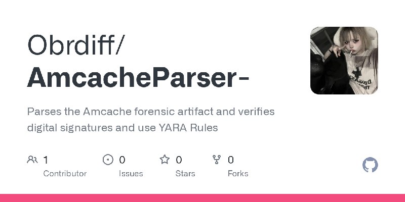 GitHub - Obrdiff/AmcacheParser-: Parses the Amcache forensic artifact and verifies digital signatures and use YARA Rules