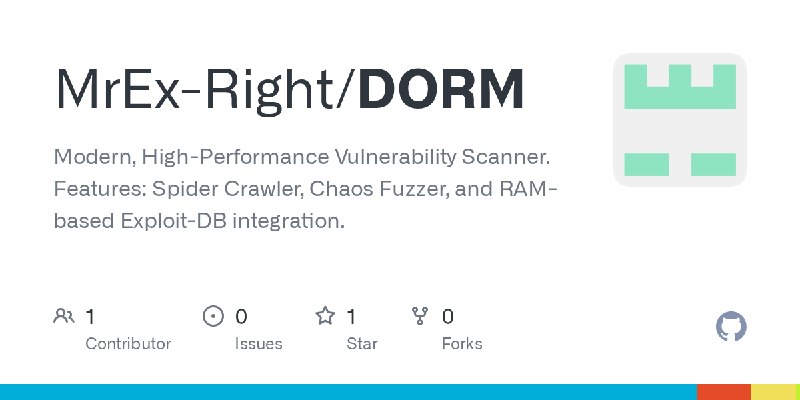GitHub - MrEx-Right/DORM: Modern, High-Performance Vulnerability Scanner. Features: Spider Crawler, Chaos Fuzzer, and RAM-based…