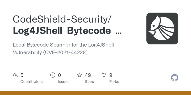 GitHub - CodeShield-Security/Log4JShell-Bytecode-Detector: Local Bytecode Scanner for the Log4JShell Vulnerability (CVE-2021-44228)
