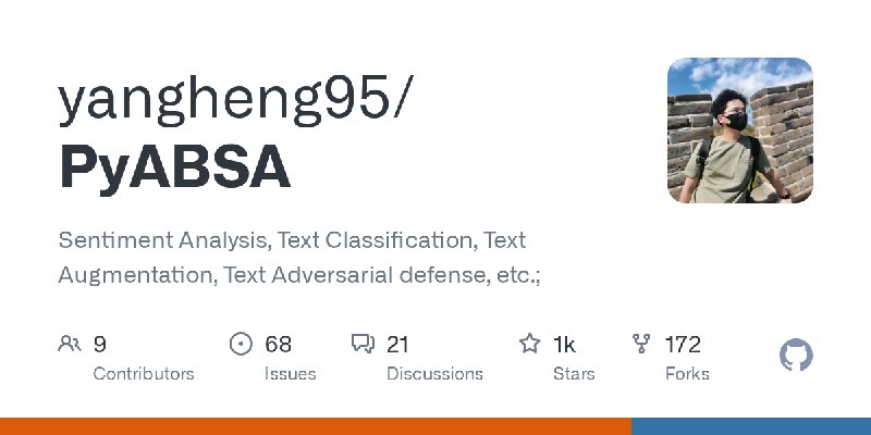 GitHub - yangheng95/PyABSA: Sentiment Analysis, Text Classification, Text Augmentation,  Text Adversarial defense, etc.;