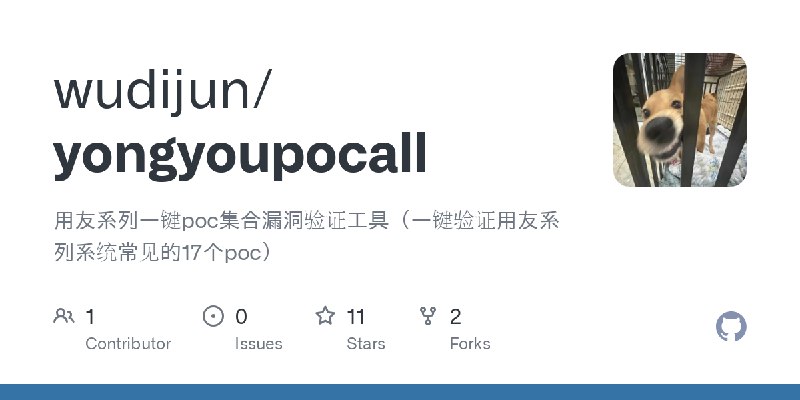 GitHub - wudijun/yongyoupocall: 用友系列一键poc集合漏洞验证工具（一键验证用友系列系统常见的17个poc）