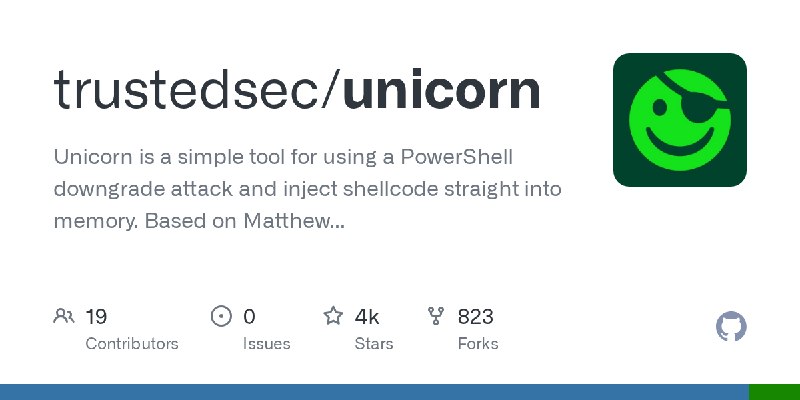 GitHub - trustedsec/unicorn: Unicorn is a simple tool for using a PowerShell downgrade attack and inject shellcode straight into…