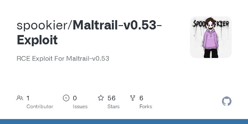 GitHub - spookier/Maltrail-v0.53-Exploit: RCE Exploit For Maltrail-v0.53