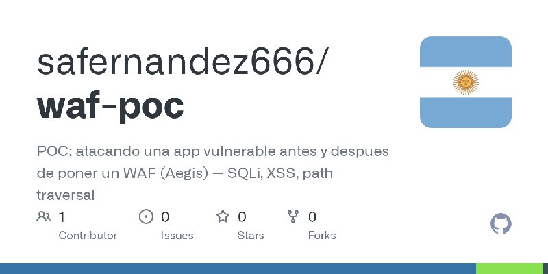 GitHub - safernandez666/waf-poc: POC: atacando una app vulnerable antes y despues de poner un WAF (Aegis) — SQLi, XSS, path traversal