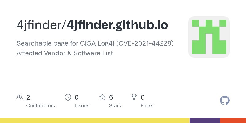 GitHub - 4jfinder/4jfinder.github.io: Searchable page for CISA Log4j (CVE-2021-44228) Affected Vendor & Software List