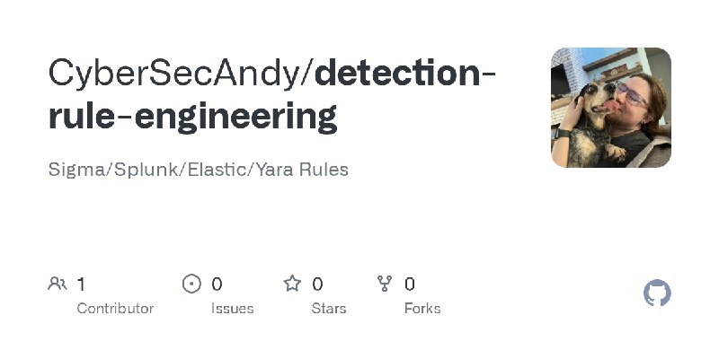GitHub - CyberSecAndy/detection-rule-engineering: Sigma/Splunk/Elastic/Yara Rules
