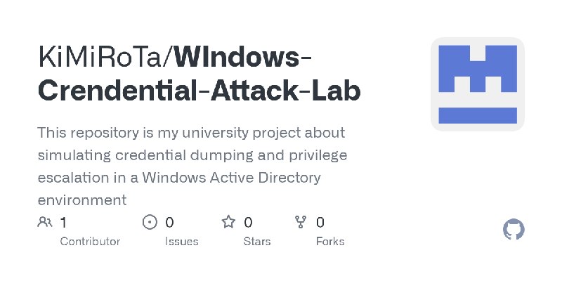 GitHub - KiMiRoTa/WIndows-Crendential-Attack-Lab: This repository is my university project about simulating credential dumping…