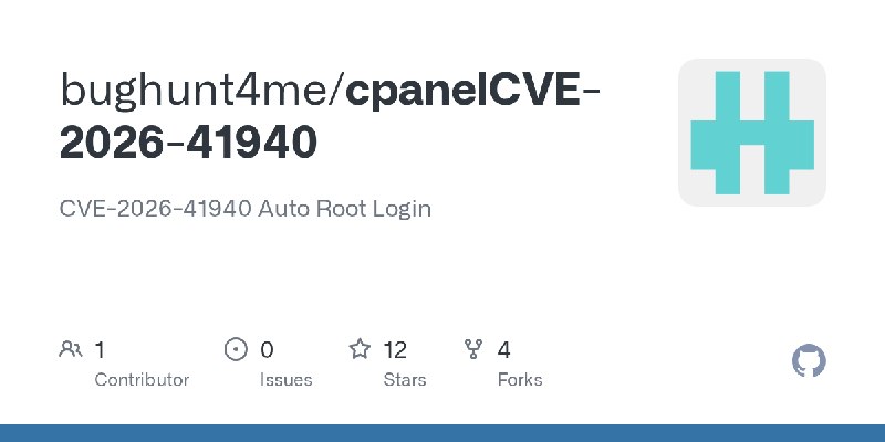 GitHub - bughunt4me/cpanelCVE-2026-41940: CVE-2026-41940 Auto Root Login