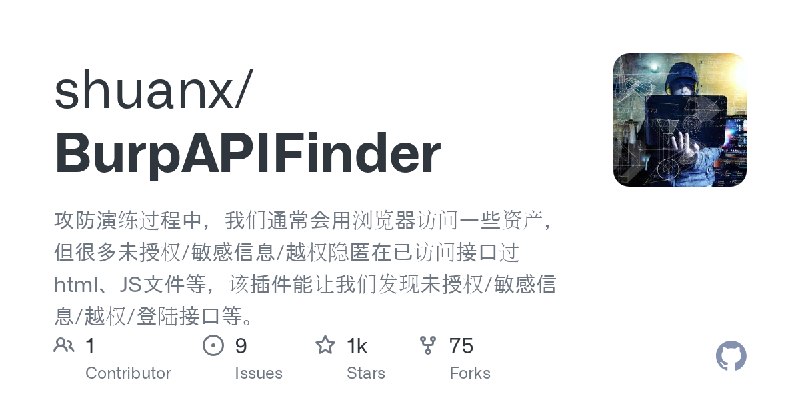 GitHub - shuanx/BurpAPIFinder: 攻防演练过程中，我们通常会用浏览器访问一些资产，但很多未授权/敏感信息/越权隐匿在已访问接口过html、JS文件等，该插件能让我们发现未授权/敏感信息/越权/登陆接口等。