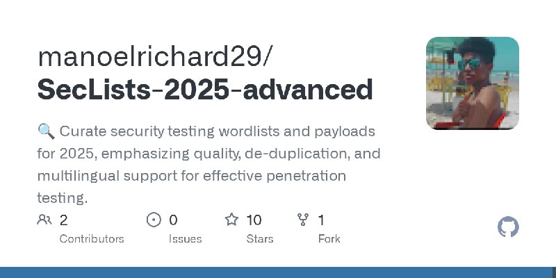 GitHub - manoelrichard29/SecLists-2025-advanced: 🔍 Curate security testing wordlists and payloads for 2025, emphasizing quality…