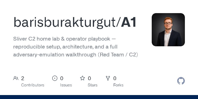 GitHub - barisburakturgut/A1: Sliver C2 home lab & operator playbook — reproducible setup, architecture, and a full adversary-emulation…