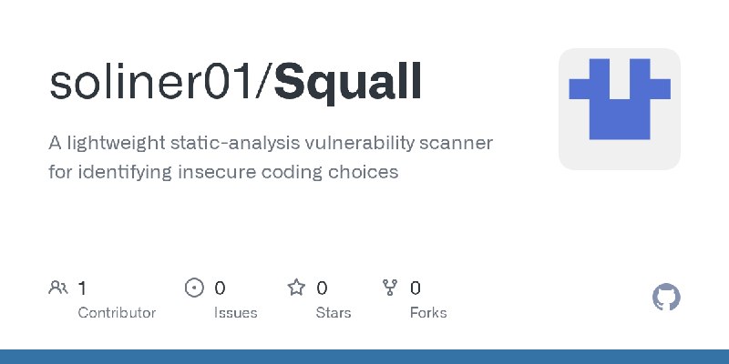GitHub - soliner01/Squall: A lightweight static-analysis vulnerability scanner for identifying insecure coding choices