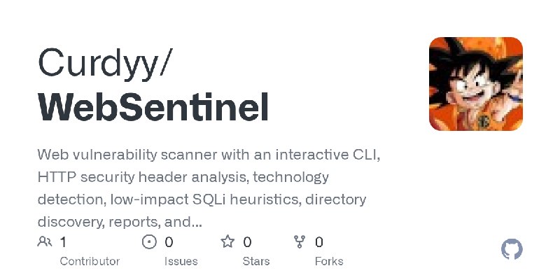 GitHub - Curdyy/WebSentinel: Web vulnerability scanner with an interactive CLI, HTTP security header analysis, technology detection…