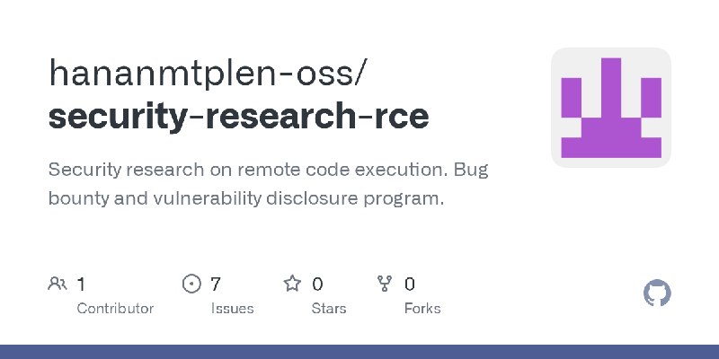 GitHub - hananmtplen-oss/security-research-rce: Security research on remote code execution. Bug bounty and vulnerability disclosure…