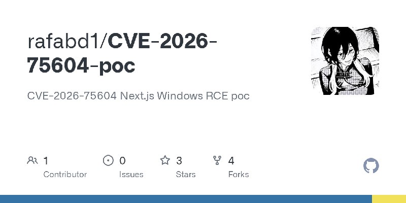 GitHub - rafabd1/CVE-2026-75604-poc: CVE-2026-75604 Next.js Windows RCE poc