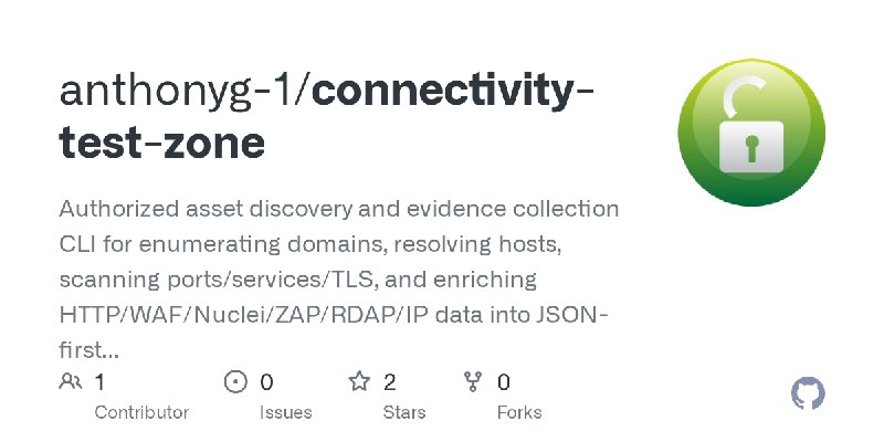 GitHub - anthonyg-1/connectivity-test-zone: Authorized asset discovery and evidence collection CLI for enumerating domains, resolving…