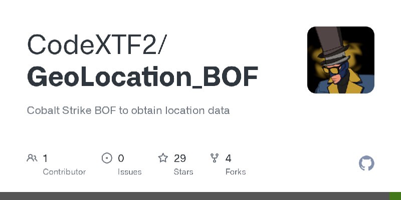 GitHub - CodeXTF2/GeoLocation_BOF: Cobalt Strike BOF to obtain location data