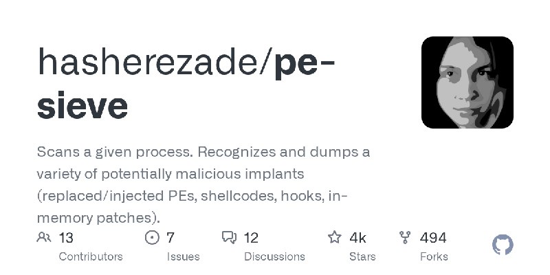 GitHub - hasherezade/pe-sieve: Scans a given process. Recognizes and dumps a variety of potentially malicious implants (replaced/injected…