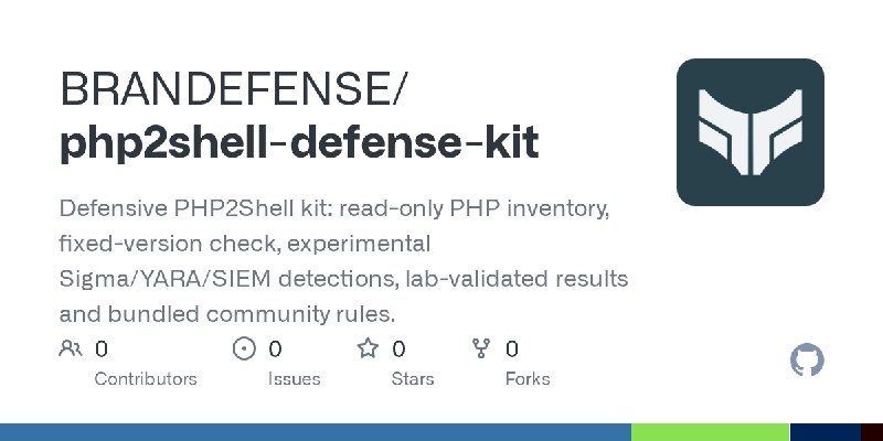 GitHub - BRANDEFENSE/php2shell-defense-kit: Defensive PHP2Shell kit: read-only PHP inventory, fixed-version check, experimental…