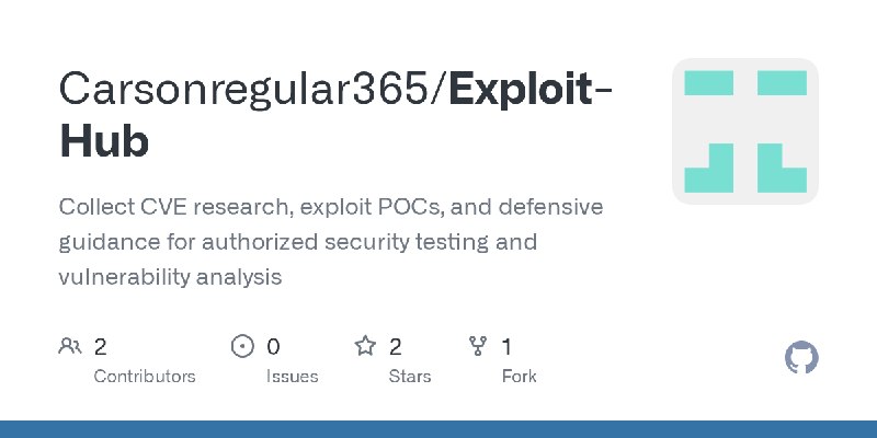 GitHub - Carsonregular365/Exploit-Hub: Collect CVE research, exploit POCs, and defensive guidance for authorized security testing…