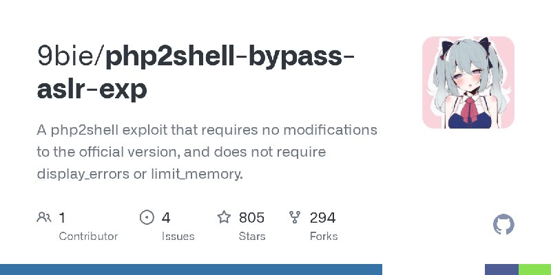 GitHub - 9bie/php2shell-bypass-aslr-exp: A php2shell exploit that requires no modifications to the official version, and does not…