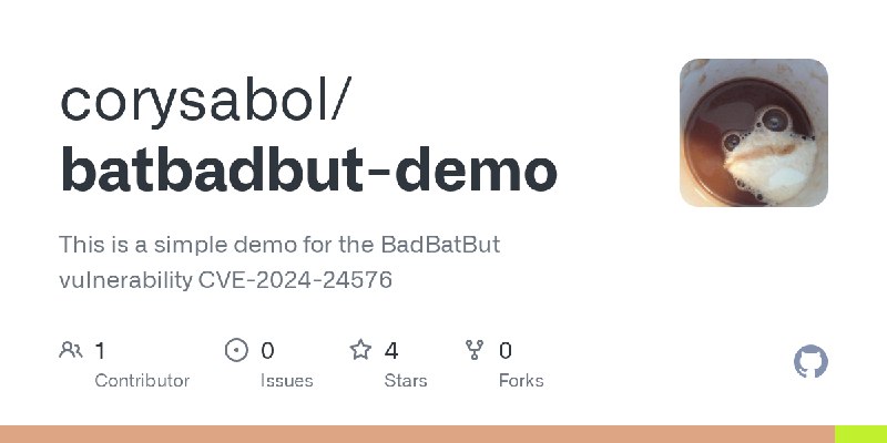 GitHub - corysabol/batbadbut-demo: This is a simple demo for the BadBatBut vulnerability CVE-2024-24576