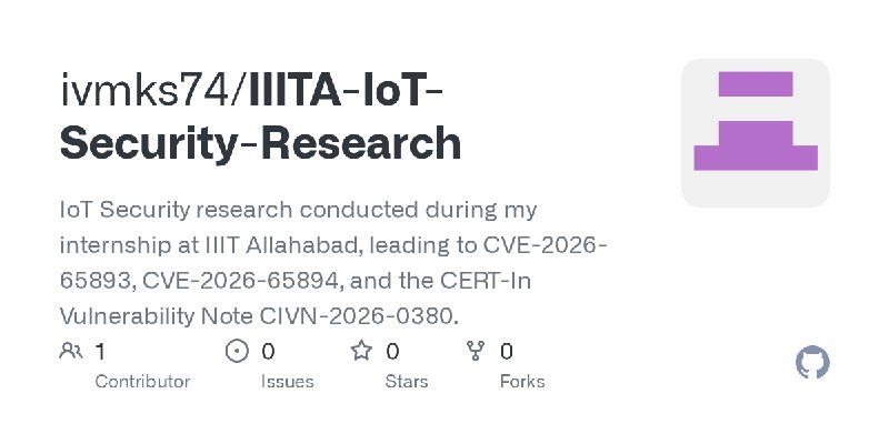 GitHub - ivmks74/IIITA-IoT-Security-Research: IoT Security research conducted during my internship at IIIT Allahabad, leading to…