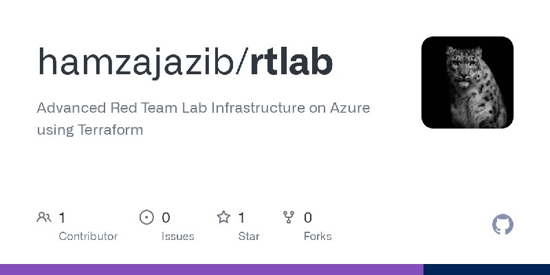 GitHub - hamzajazib/rtlab: Advanced Red Team Lab Infrastructure on Azure using Terraform
