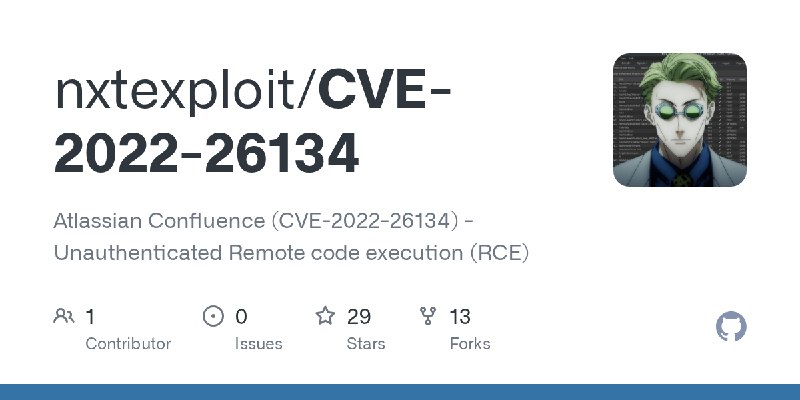 GitHub - nxtexploit/CVE-2022-26134: Atlassian Confluence (CVE-2022-26134) - Unauthenticated Remote code execution (RCE)
