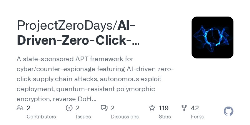 GitHub - ProjectZeroDays/AI-Driven-Zero-Click-Exploit-Deployment-Framework: A state-sponsored APT framework for cyber/counter-espionage…