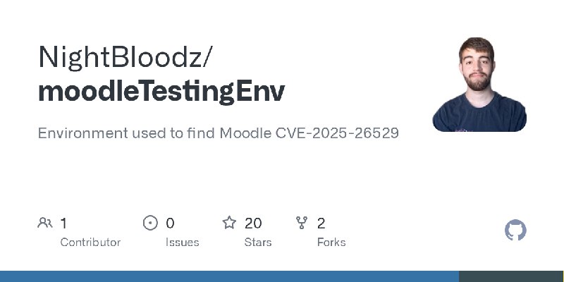 GitHub - NightBloodz/moodleTestingEnv: Environment used to find Moodle CVE-2025-26529
