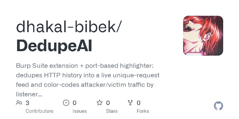 GitHub - dhakal-bibek/DedupeAI: Burp Suite extension + port-based highlighter: dedupes HTTP history into a live unique-request…