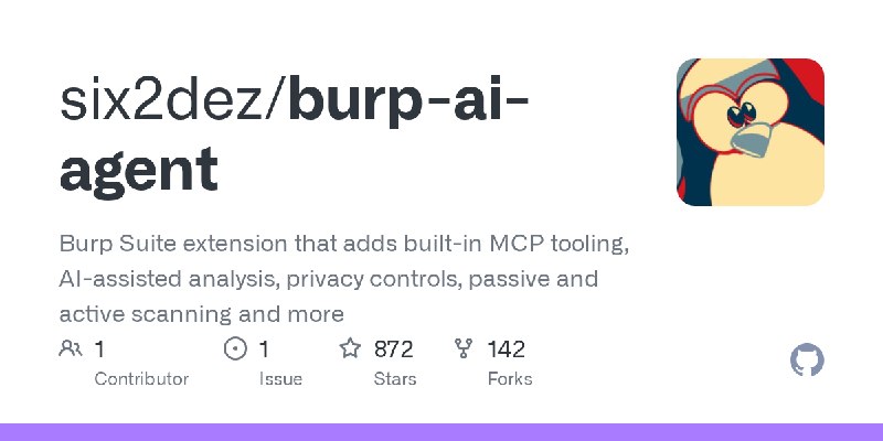 GitHub - six2dez/burp-ai-agent: Burp Suite extension that adds built-in MCP tooling, AI-assisted analysis, privacy controls, passive…