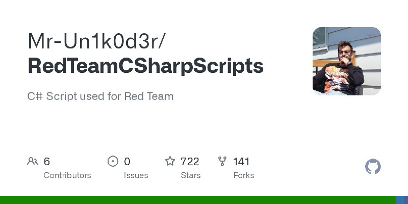 GitHub - Mr-Un1k0d3r/RedTeamCSharpScripts: C# Script used for Red Team