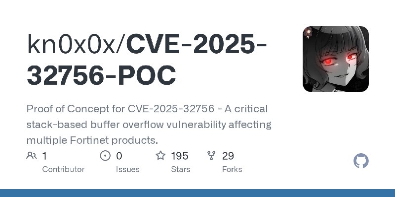 GitHub - kn0x0x/CVE-2025-32756-POC: Proof of Concept for CVE-2025-32756 - A critical stack-based buffer overflow vulnerability…