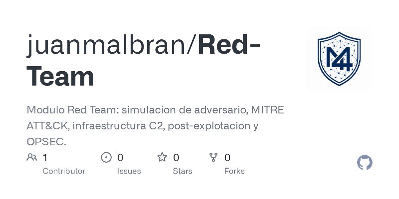 GitHub - juanmalbran/Red-Team: Modulo Red Team: simulacion de adversario, MITRE ATT&CK, infraestructura C2, post-explotacion y…