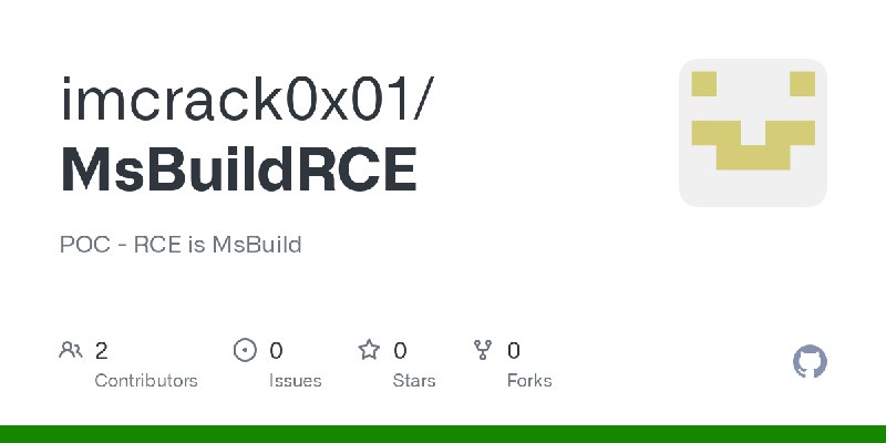 GitHub - imcrack0x01/MsBuildRCE: POC - RCE is MsBuild