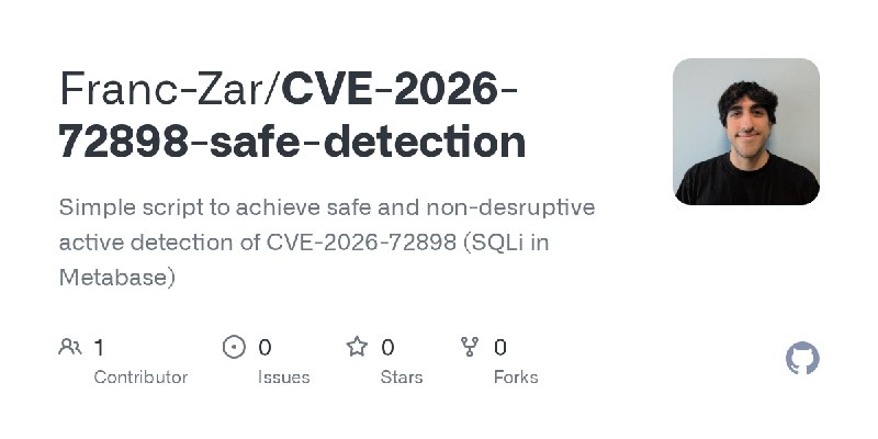 GitHub - Franc-Zar/CVE-2026-72898-safe-detection: Simple script to achieve safe and non-desruptive active detection of CVE-2026…