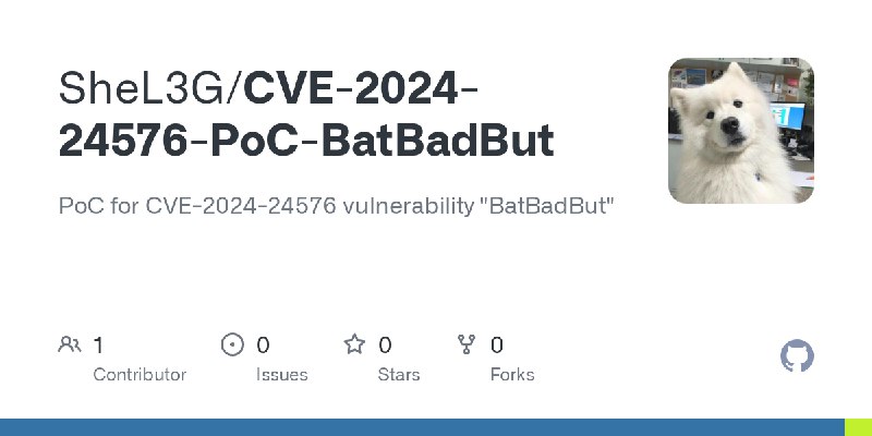 GitHub - SheL3G/CVE-2024-24576-PoC-BatBadBut: PoC for CVE-2024-24576 vulnerability 