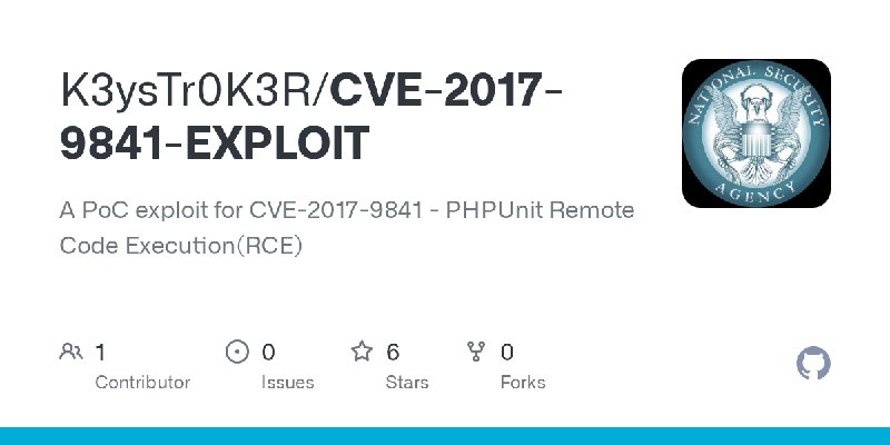 GitHub - K3ysTr0K3R/CVE-2017-9841-EXPLOIT: A PoC exploit for CVE-2017-9841 - PHPUnit Remote Code Execution(RCE)