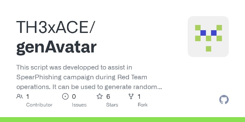 GitHub - TH3xACE/genAvatar: This script was developped to assist in SpearPhishing campaign during Red Team operations. It can be…