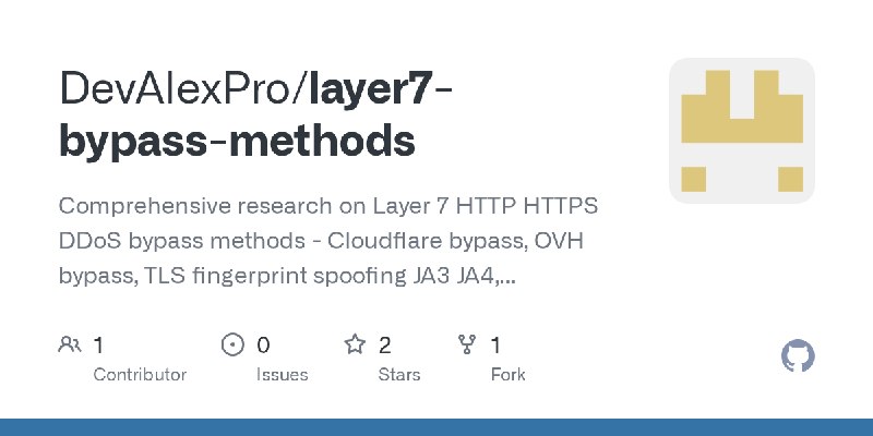GitHub - DevAlexPro/layer7-bypass-methods: Comprehensive research on Layer 7 HTTP HTTPS DDoS bypass methods - Cloudflare bypass…