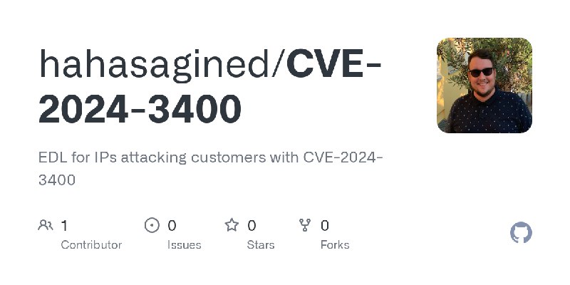 GitHub - hahasagined/CVE-2024-3400: EDL for IPs attacking customers with CVE-2024-3400