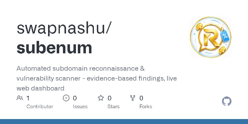 GitHub - swapnashu/subenum: Automated subdomain reconnaissance & vulnerability scanner - evidence-based findings, live web dashboard