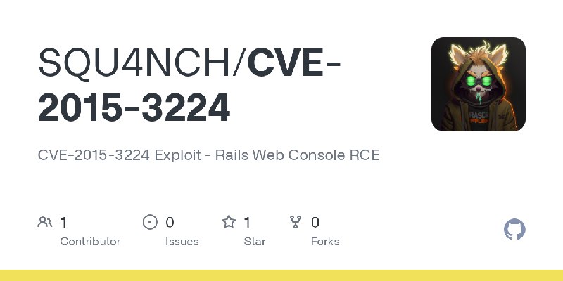 GitHub - SQU4NCH/CVE-2015-3224: CVE-2015-3224 Exploit - Rails Web Console RCE